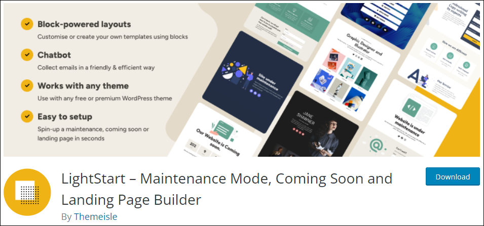 LightStart - Maintenance Mode, Coming Soon and Landing Page Builder.